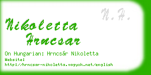 nikoletta hrncsar business card